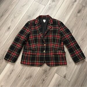 J. Crew Red and Black Plaid Blazer